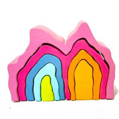 Rainbow stacker wooden coral toy wood Craft Flame wooden toys blocks