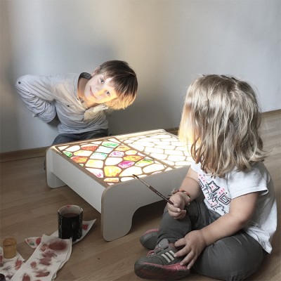 Kids LED light box montessori wooden light table for preschool