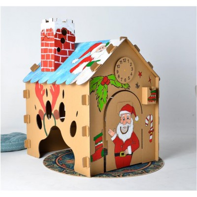 Recycle DIY  Cardboard Gingerbread Playhouse Christmas Decoration For Kids Colour In Cardboard Playhouse Build Decorate Play Toy